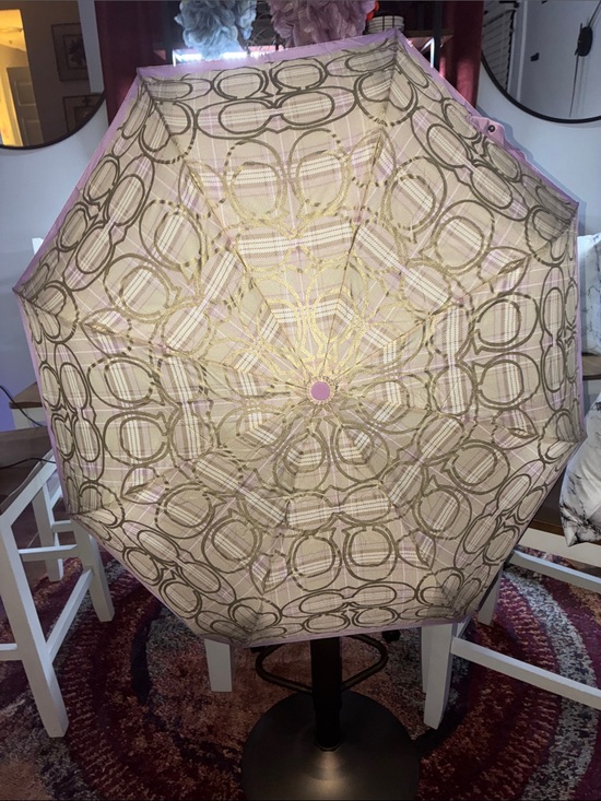 Coach Accessories - Coach lavender and tan/gold Signature Print Umbrella